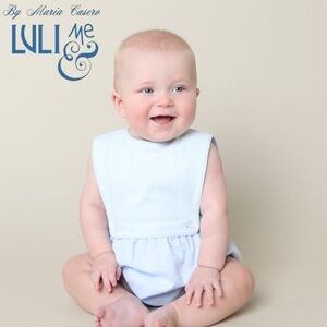 Luli & Me Classic Overall Blue Baby Romper